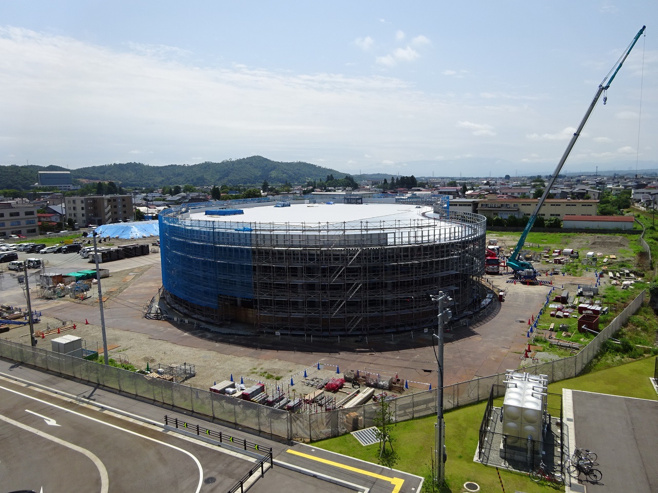 工事現場全景(市役所屋上から撮影)