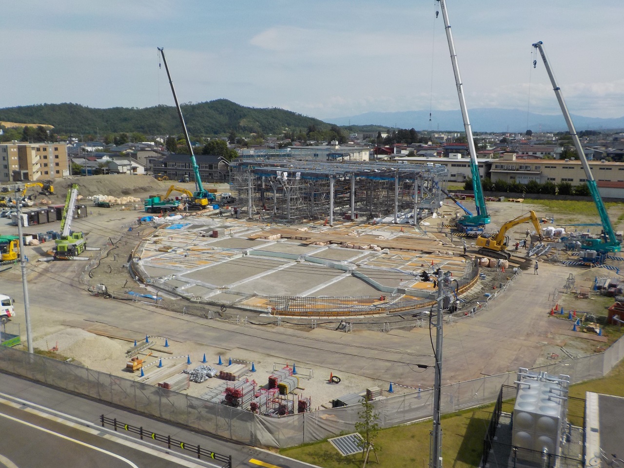 工事現場全景(市役所屋上から撮影)