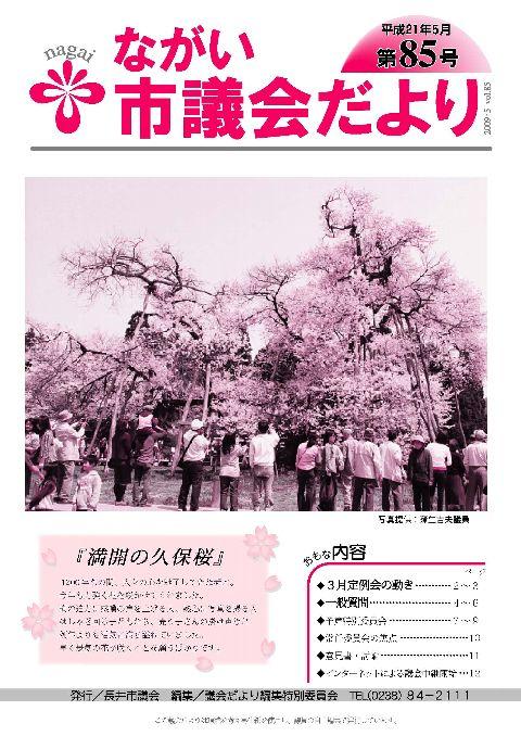市議会だより(平成21年5月第85号) の表紙画像