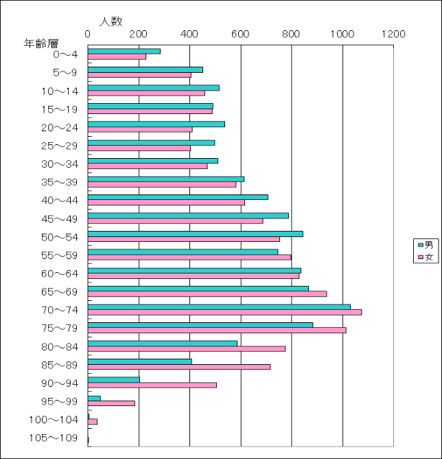 令和7年3月末日人口ピラミッド