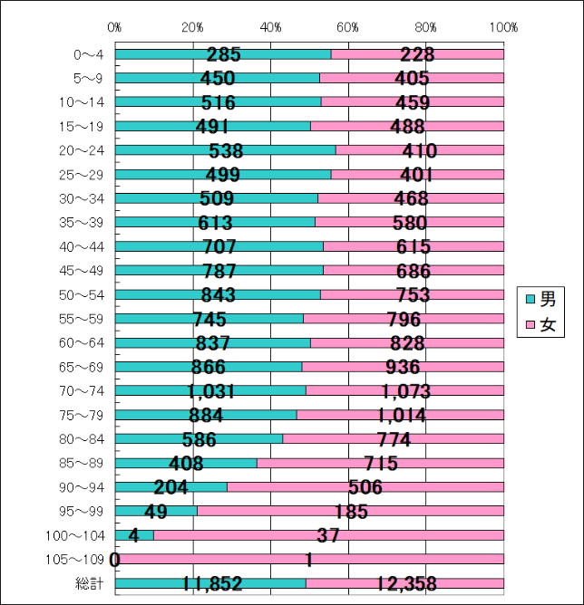 令和7年3月末日人口ピラミッド
