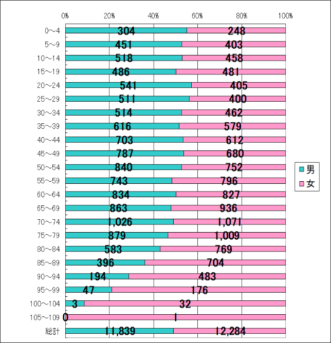 令和7年6月末日人口ピラミッド