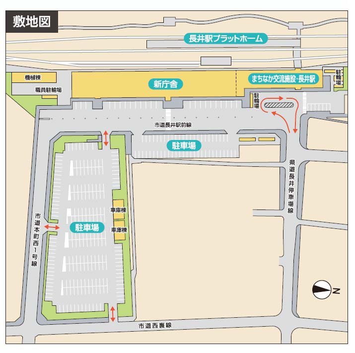 長井市役所の敷地図